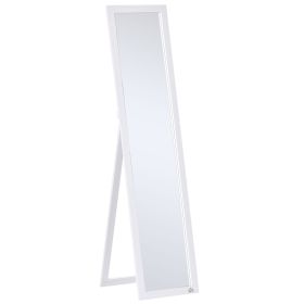 Full-Size White Mirror, Floor Standing or Wall-Mounted, Rectangle, for Bedroom, Living Room