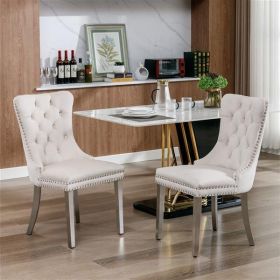 Contemporary Velvet Upholstered Dining Chair with Chrome Stainless Steel Plating Legs
