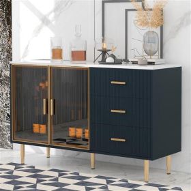 Navy Blue Modern Buffet Cabinet