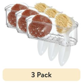 (3 pack) Plastic Kitchen Sponge Holder Sink Caddy, Clear