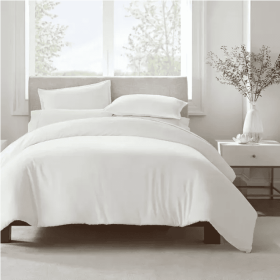 Serta Simply Clean Pleated Duvet Cover King (Option: King-white)
