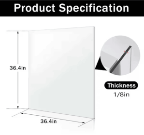 Clear Acrylic Sheet, 0.125Inch Thick (Option: 36x36in)