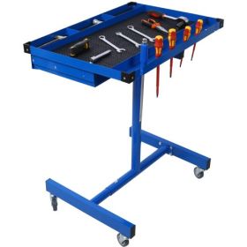 Adjustable Tear Down Work Table With Drawer For Garages, Repair Shops, And DIY, Portable, 4  2.5 Swivel Casters, 220 Pound Capacity, Rubber Corne (Option: Blue)